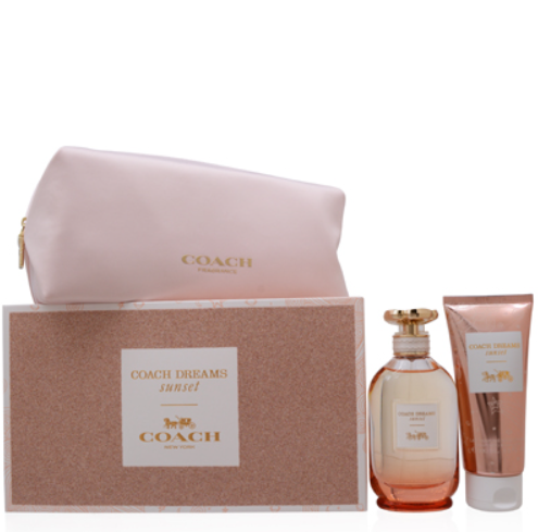 COACH DREAMS SUNSET/COACH SET (W) EDP SPRAY 3.0 OZ BODY LOTION 3.3 OZ COACH NEW YORK POUCH GIFT SET