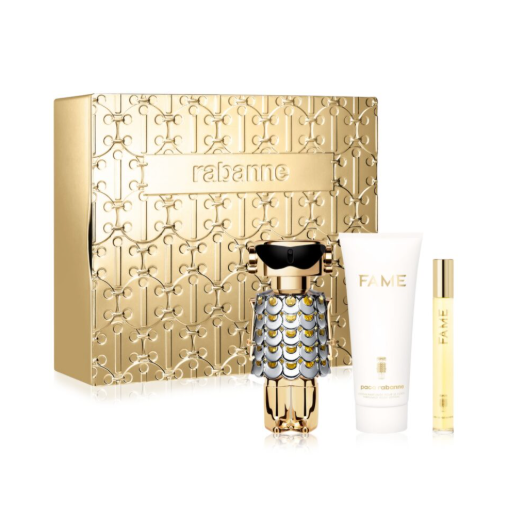 FAME/PACO RABANNE SET (W) EDP SPRAY REFILLABLE 2.7 OZ BODY LOTION 3.4 OZ EDP SPRAY 0.33 OZ GIFT SET